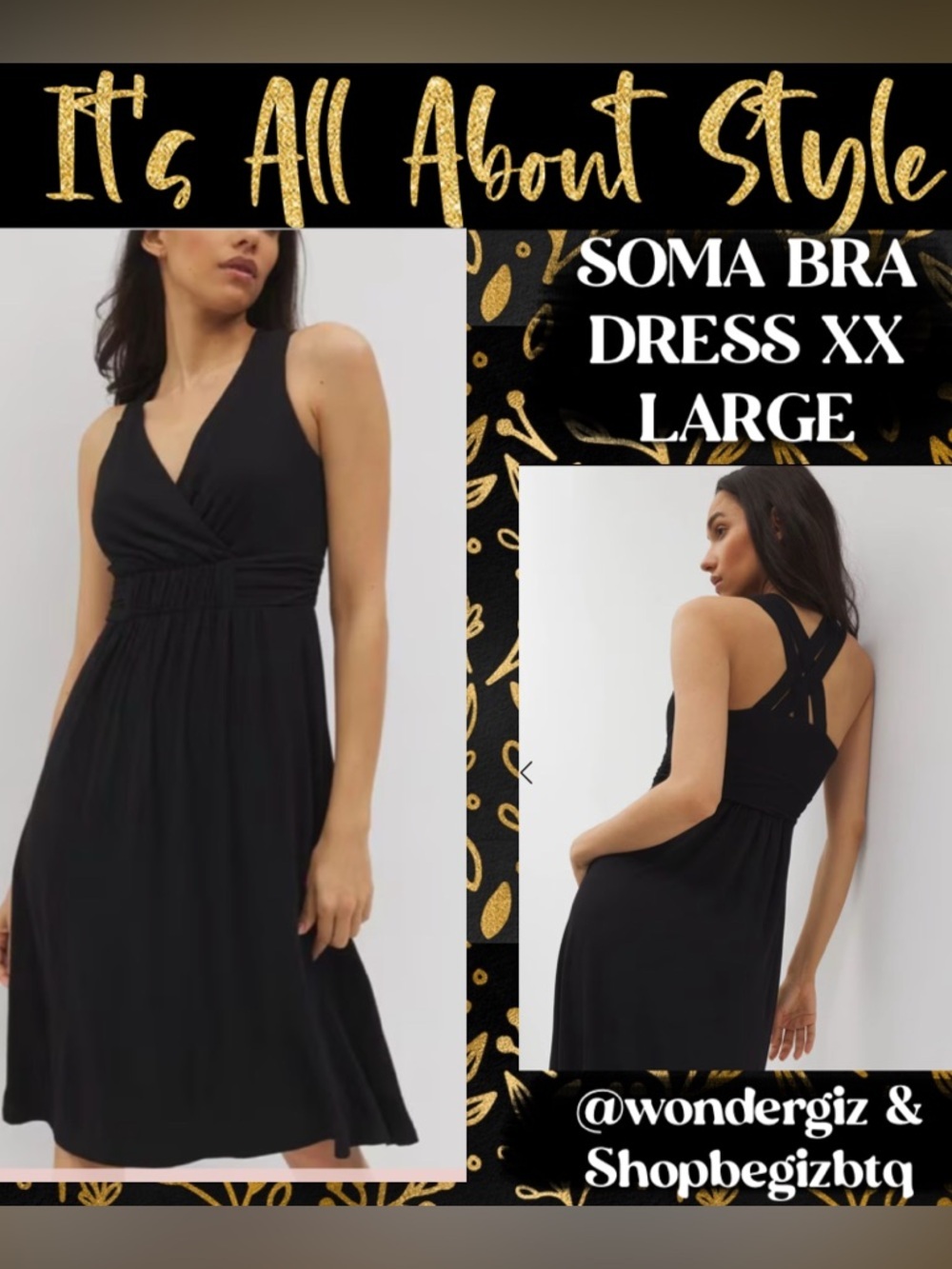 SOMA Soft Jersey Dress Cross Back Strap Bra  Size XXL-Large NWT